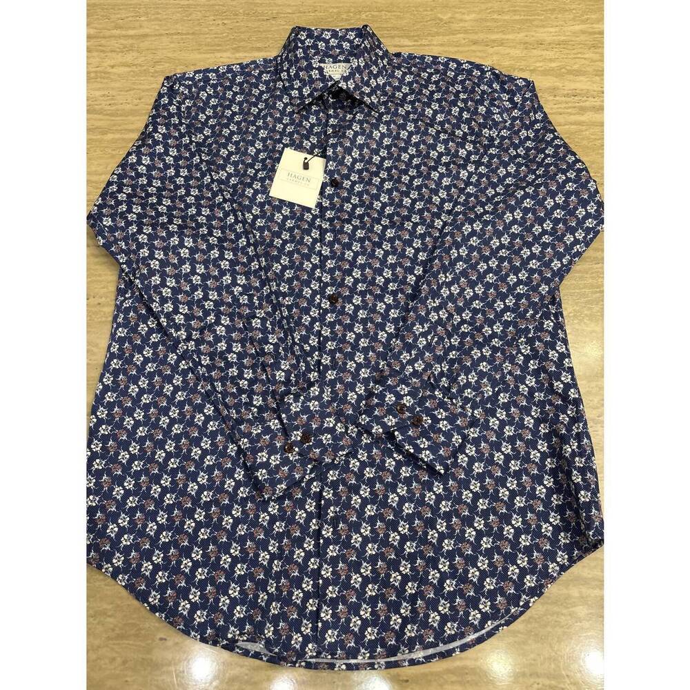 NEW HAGEN men’s button down shirt in navy floral print
